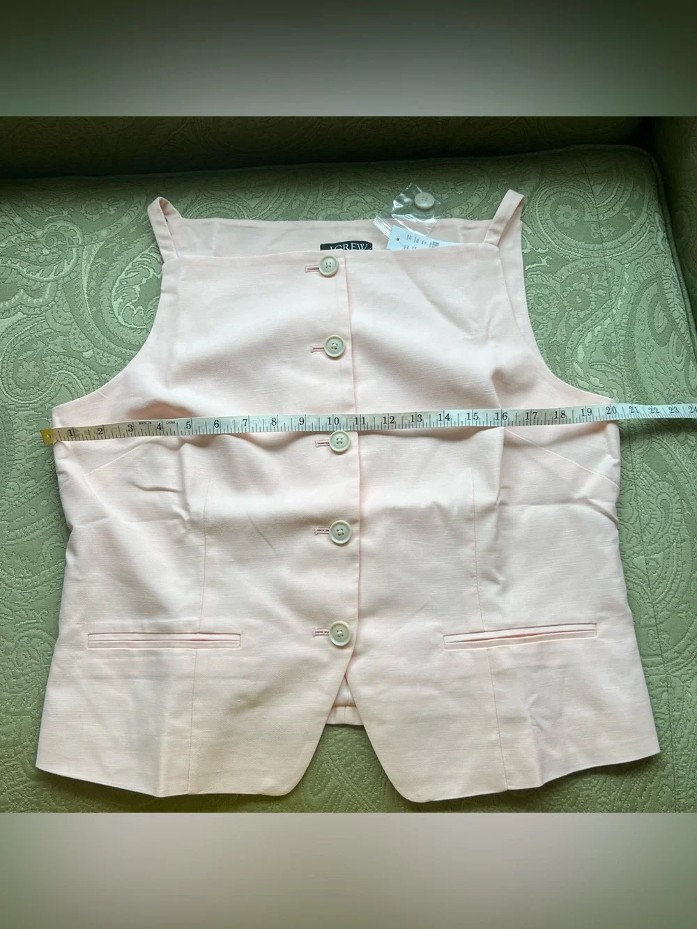 NWT J. Crew Button Up Cutaway Tank Top Gramercy Linen Blend Size 16